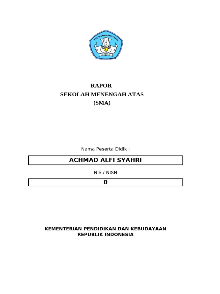 Rapor SMA Achmad Alfi Syahri 2025/2026 | PDF