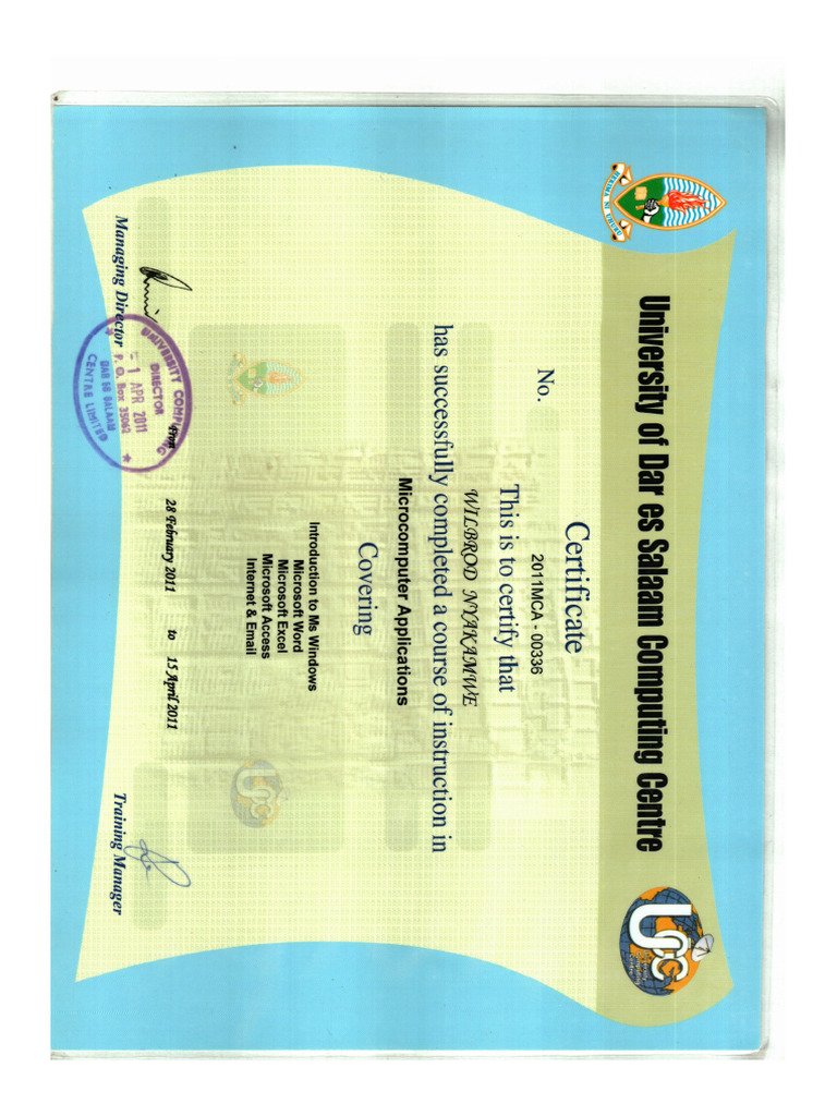 Computer Certificate | PDF