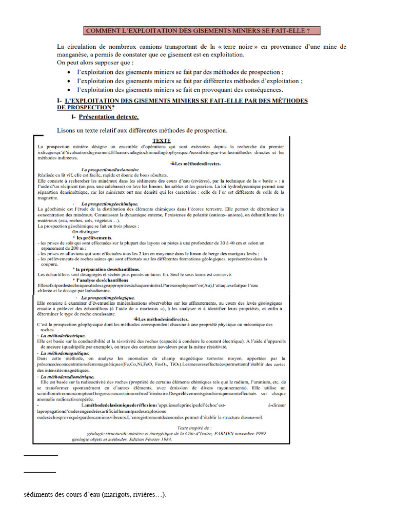 Méthodes de prospection minière expliquées | PDF | Géologie ...