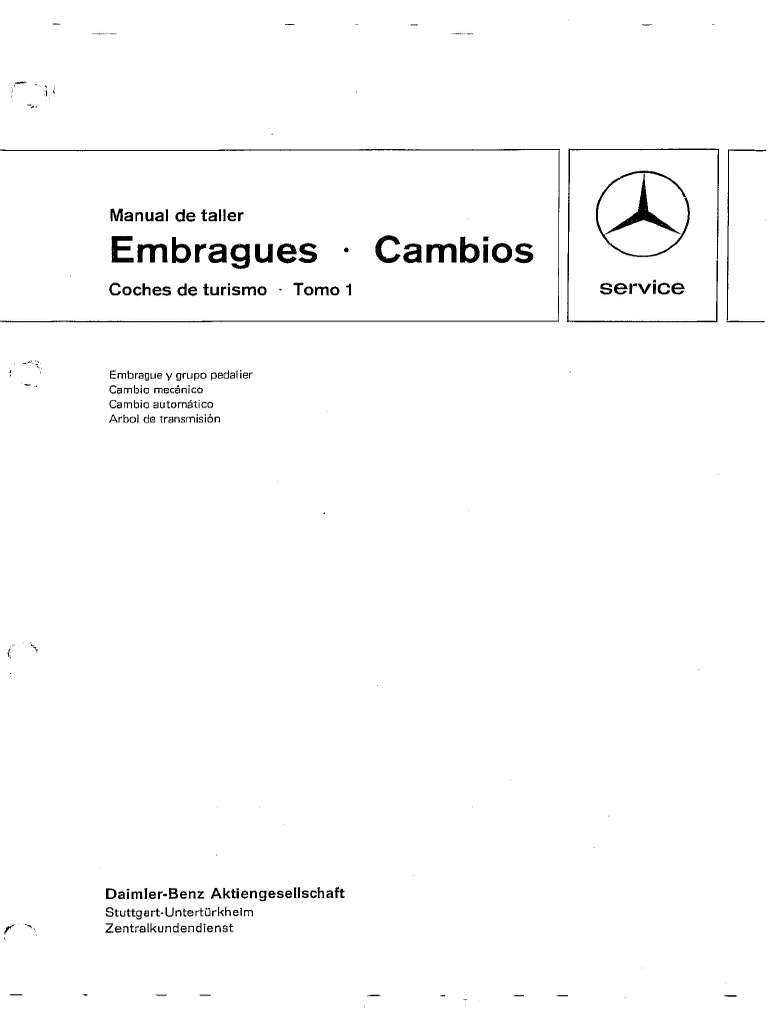 Manual de Taller - Embragues y Cambios-. Turismos Tomo 1 | PDF