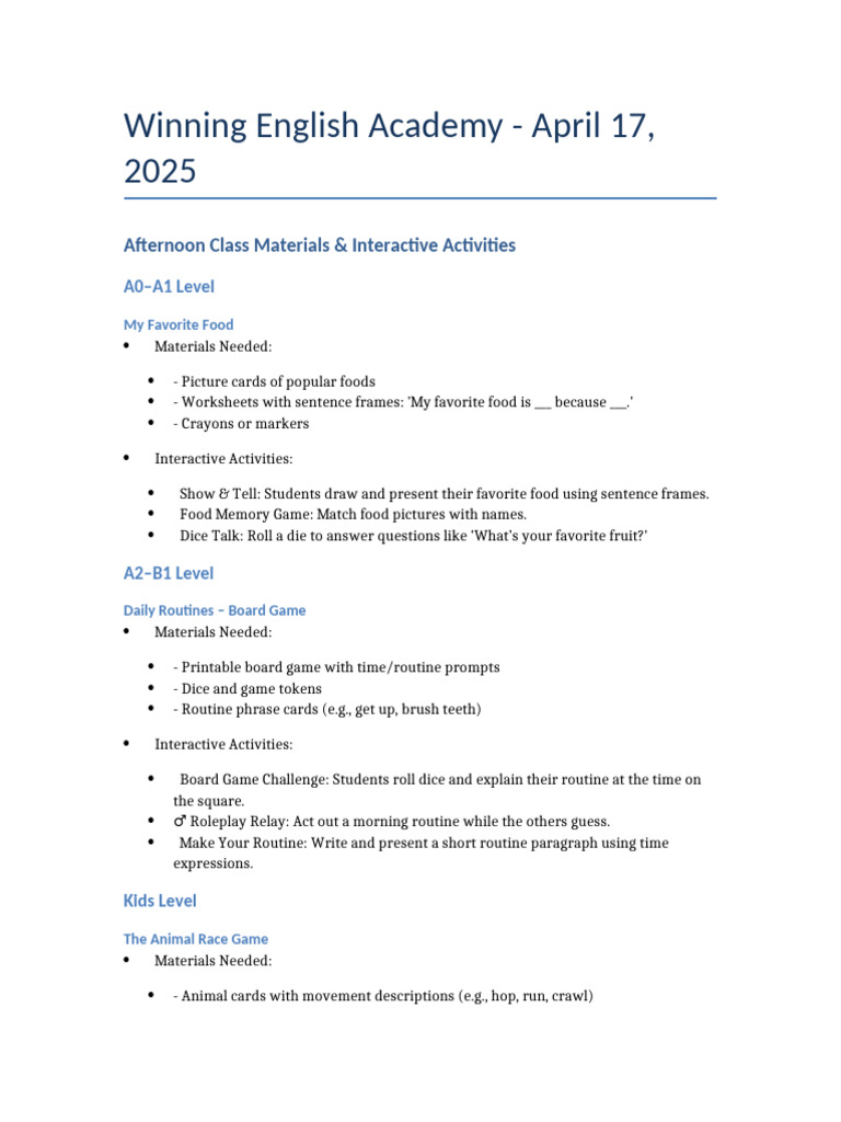 April17 Afternoon Class Materials | PDF