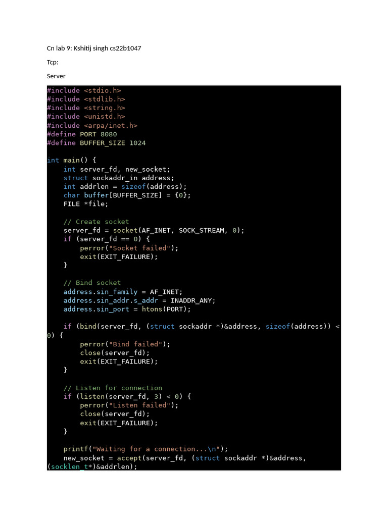 TCP and UDP File Transfer Code | PDF | Transmission Control Protocol ...