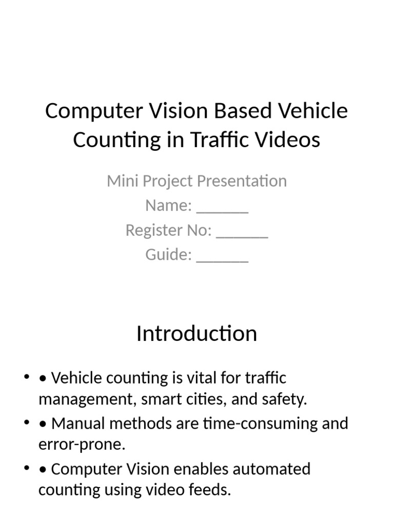 Vehicle Counting Presentation | PDF