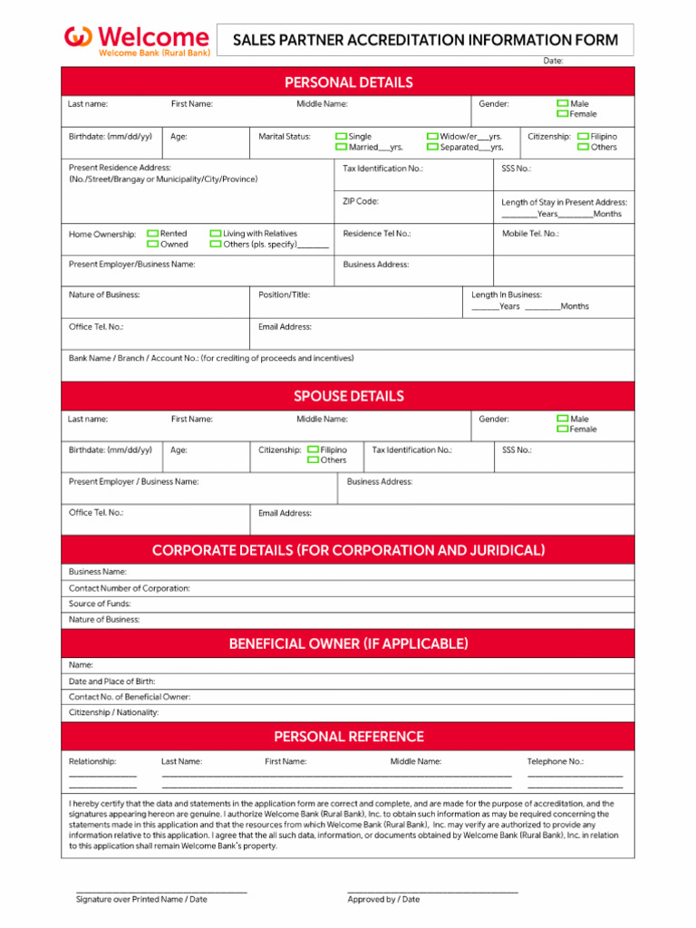WBP Sales Partner Accreditation Information Form - With Data Privacy ...