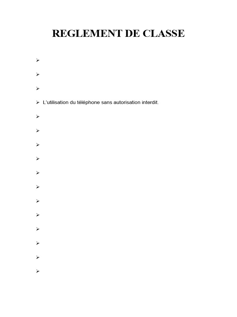 Règlement de classe : règles essentielles | PDF