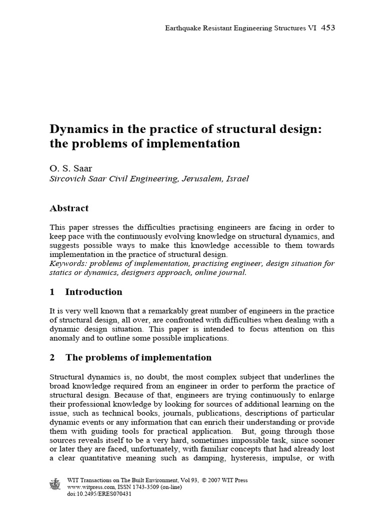 Challenges in Structural Dynamics Design | PDF | Knowledge | Earthquake ...