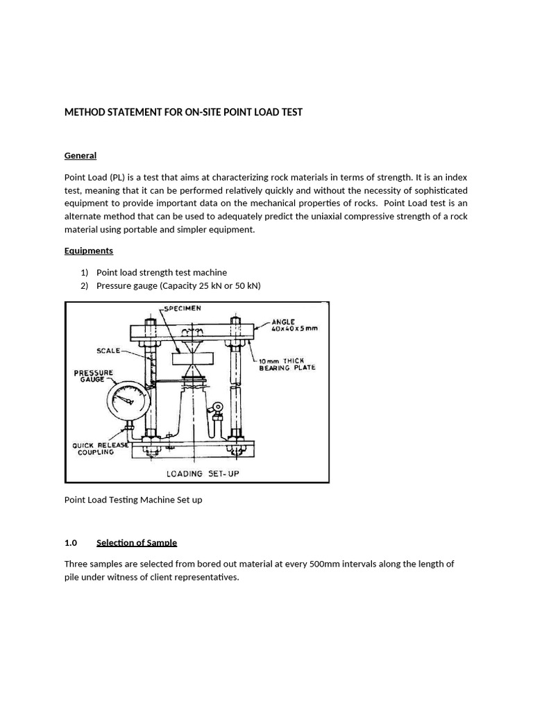 On-Site Point Load Test Method Statement | PDF
