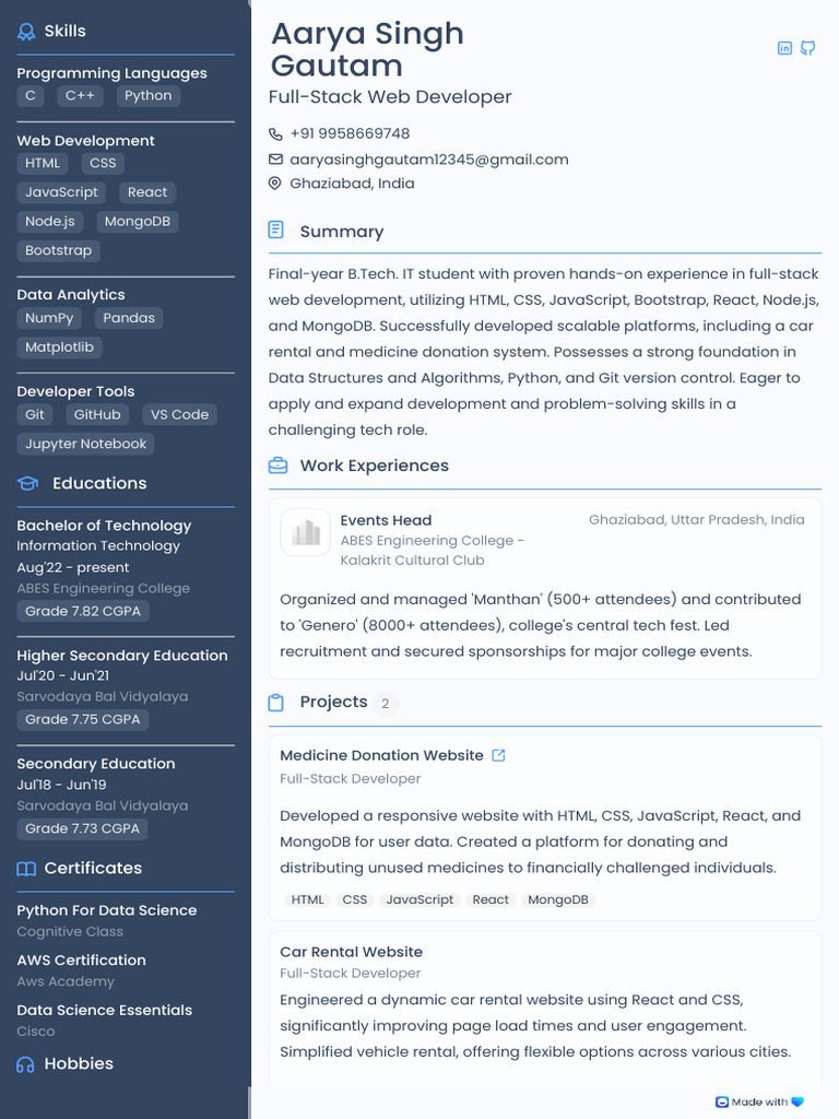 Full-Stack Developer Profile | PDF | Websites | Software Development