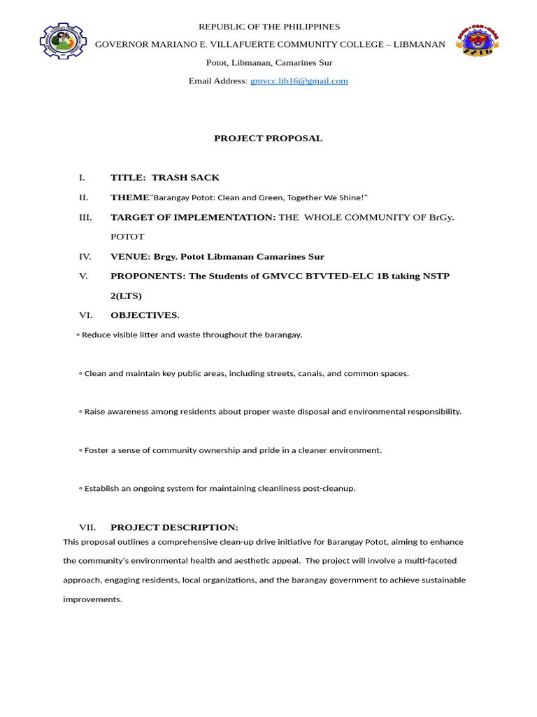 Barangay Potot Clean-Up Project Proposal | PDF | Natural Environment