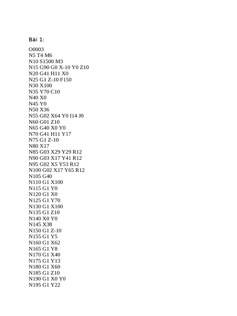 CNC Programming Example Code | PDF