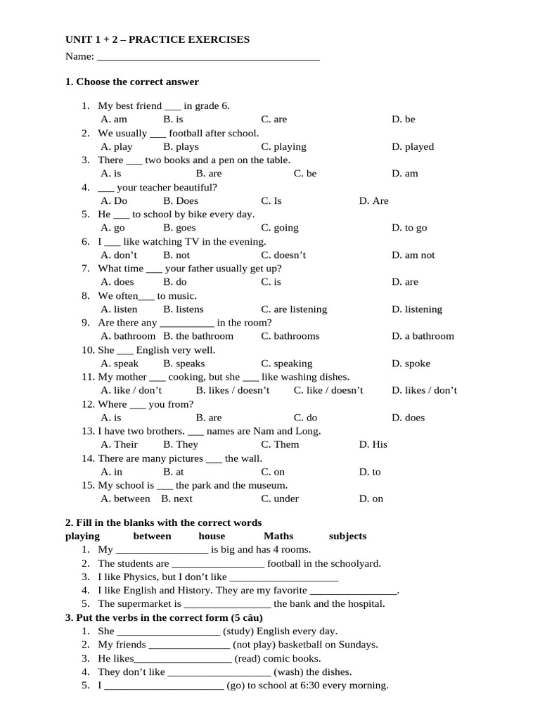 Grade 6 English Practice Exercises | PDF | English Language