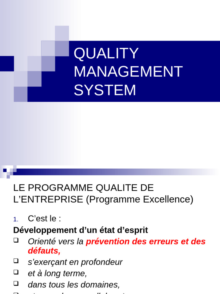 Système de Management de la Qualité | PDF | Management de la qualité ...