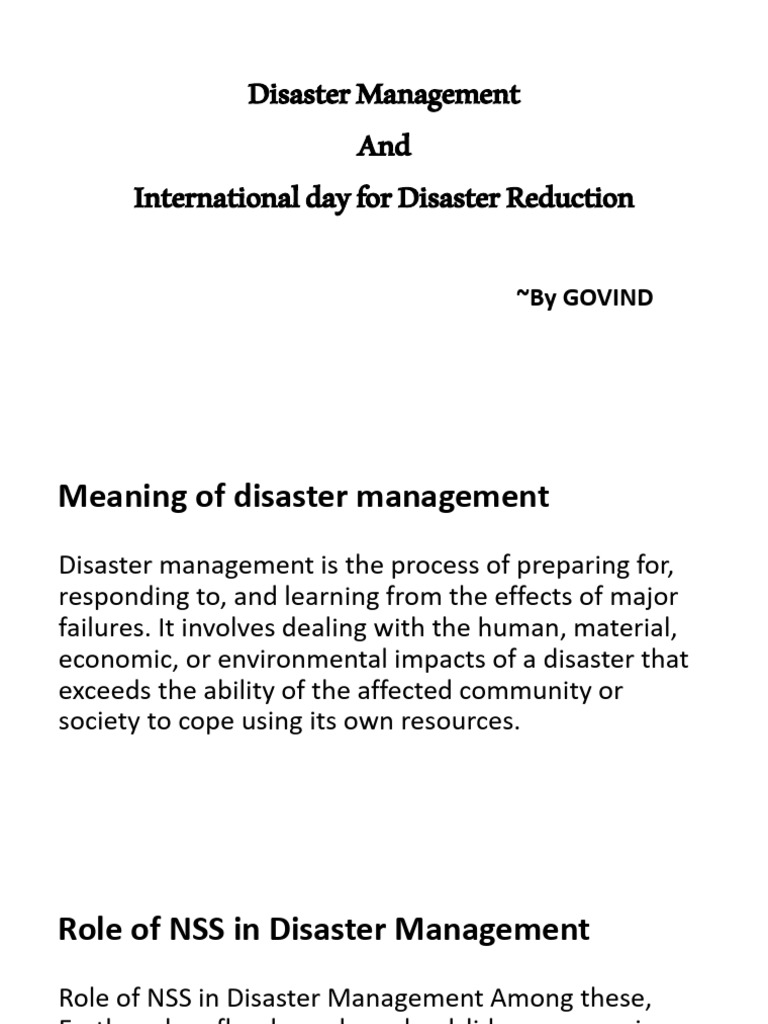 Disaster Management and NSS Role | PDF