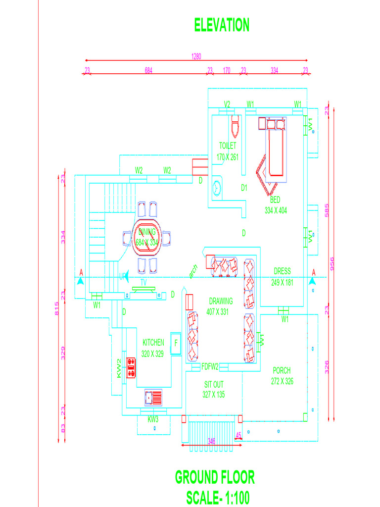 Ground Floor Elevation Drawing | PDF