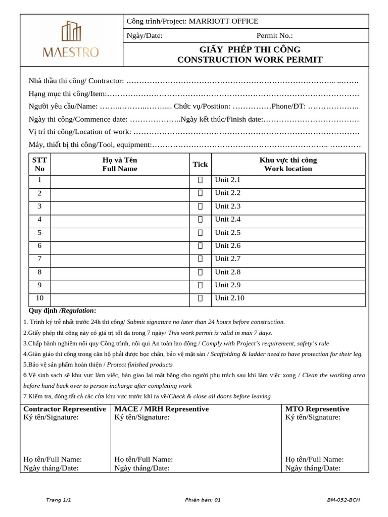 Work Permit - Marriott Office | PDF
