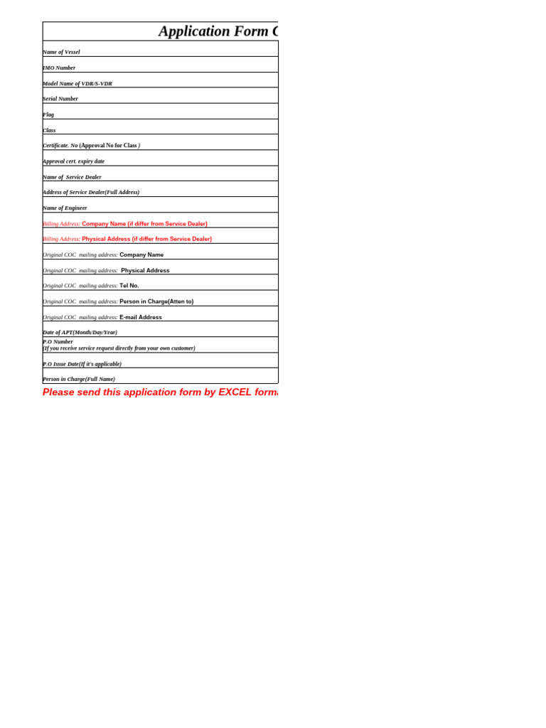 VDR/S-VDR Compliance Application Form | PDF