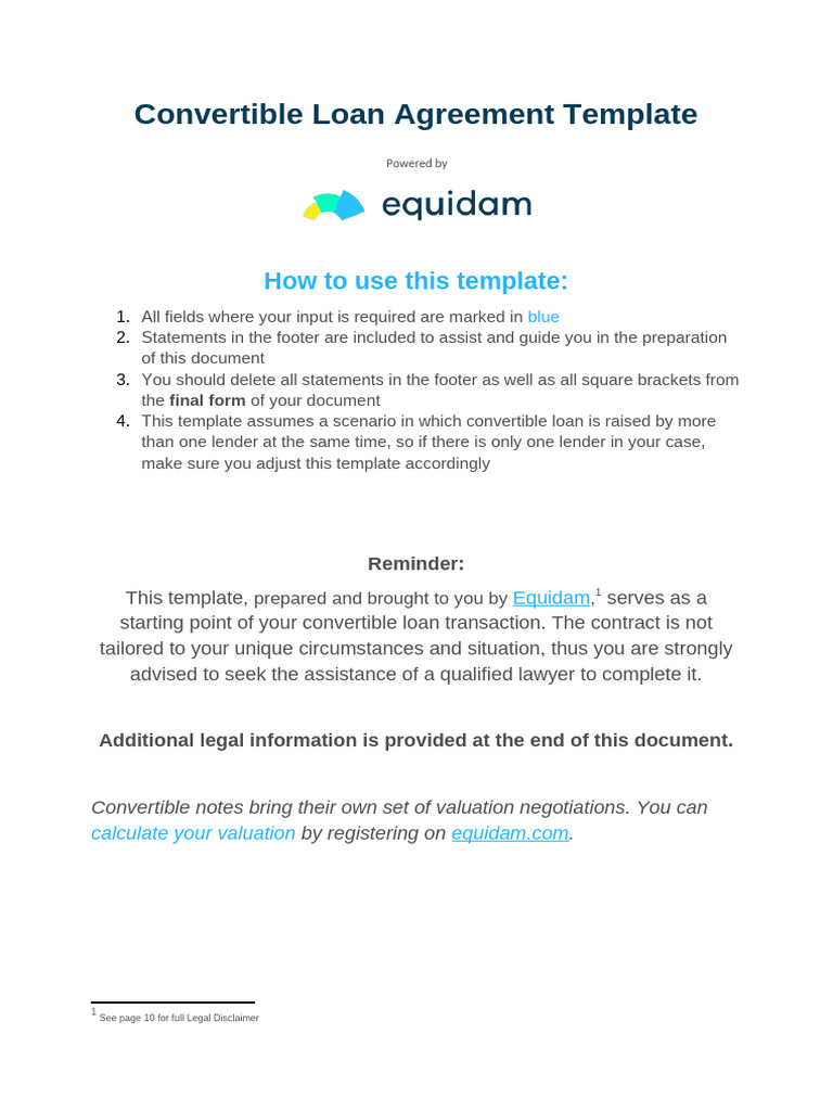 Convertible Loan Agreement Template | PDF | Loans | Interest