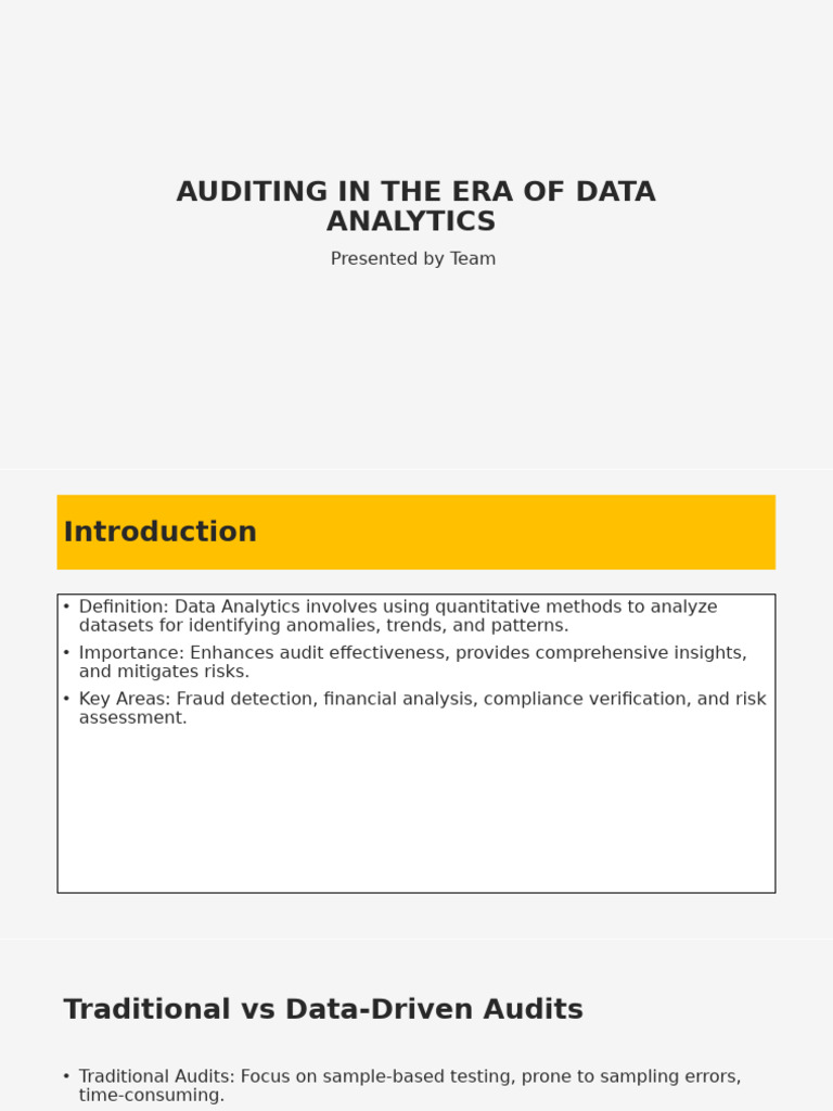 Enhanced Auditing in Data Analytics | PDF | Data Analysis | Analytics
