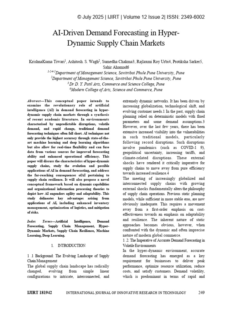 (AI-Driven Demand Forecasting in HyperDynamic Supply Chain Markets ...
