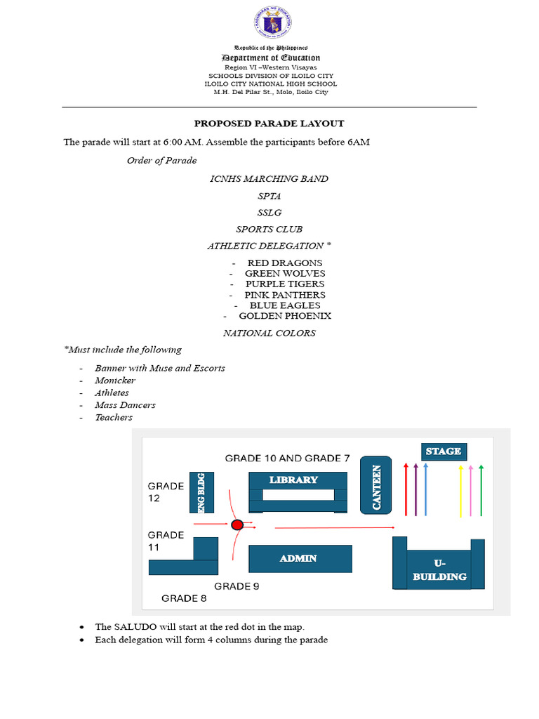 Proposed Parade Layout for ICNHS | PDF