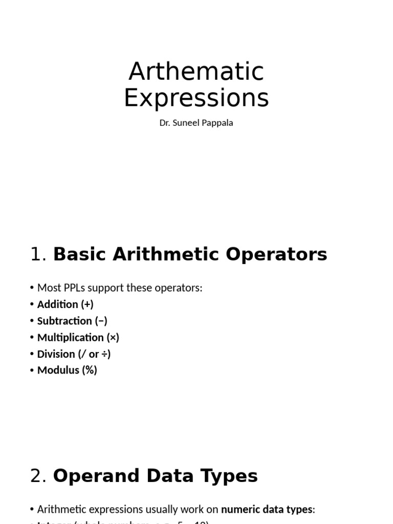 Understanding Arithmetic Expressions in Programming | PDF | Integer ...