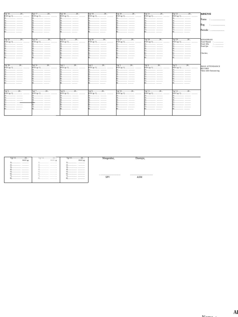 Lembar Absen A (1) - 1 | PDF