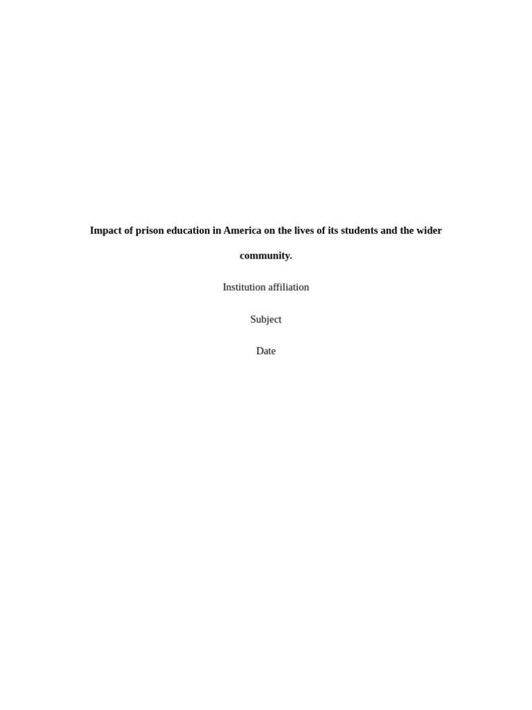 Prison Education's Impact on Recidivism | PDF | Recidivism | Prison