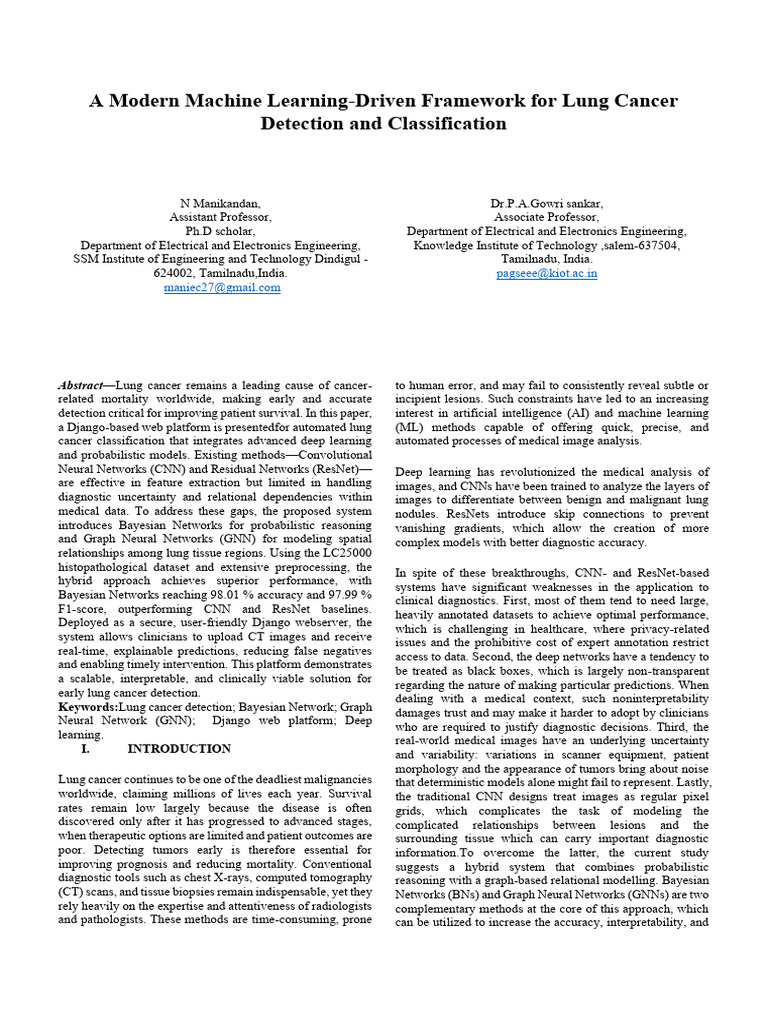 Machine Learning for Lung Cancer Detection | PDF | Bayesian Network ...