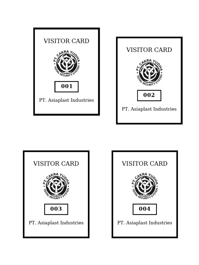 Visitor Card Visitor Card: PT. Asiaplast Industries PT. Asiaplast ...