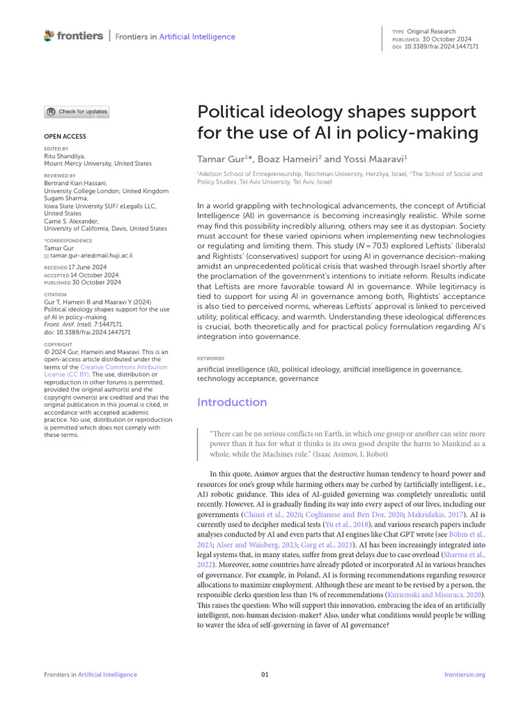 Political Ideology and AI Governance Support | PDF | Artificial ...
