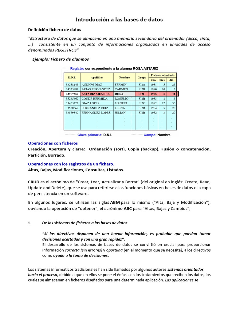 Introducción a las Bases de Datos | PDF | Bases de datos | Modelo ...