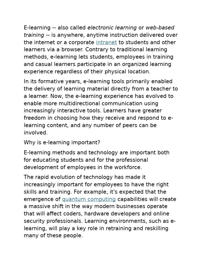 Understanding E-Learning Benefits and Types | PDF | Educational ...