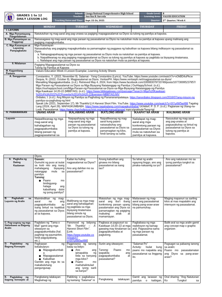 WLL Val - Ed q2 Week 4 2025 | PDF