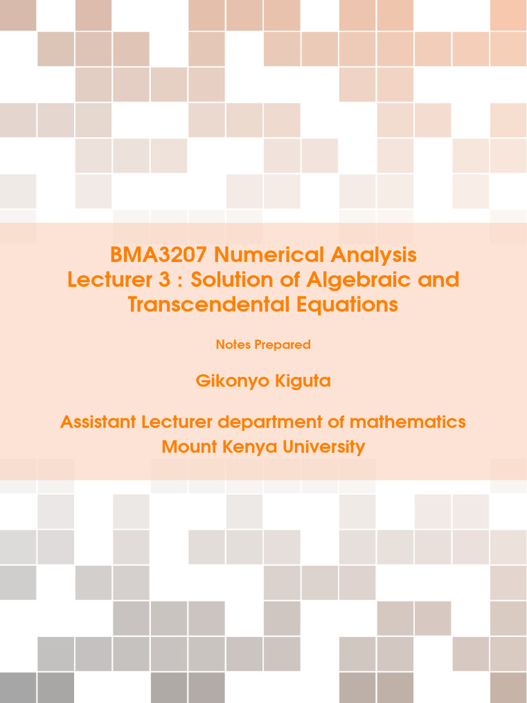 BMA3207 Numerical Analysis Lecture 3 | PDF | Equations | Numerical Analysis