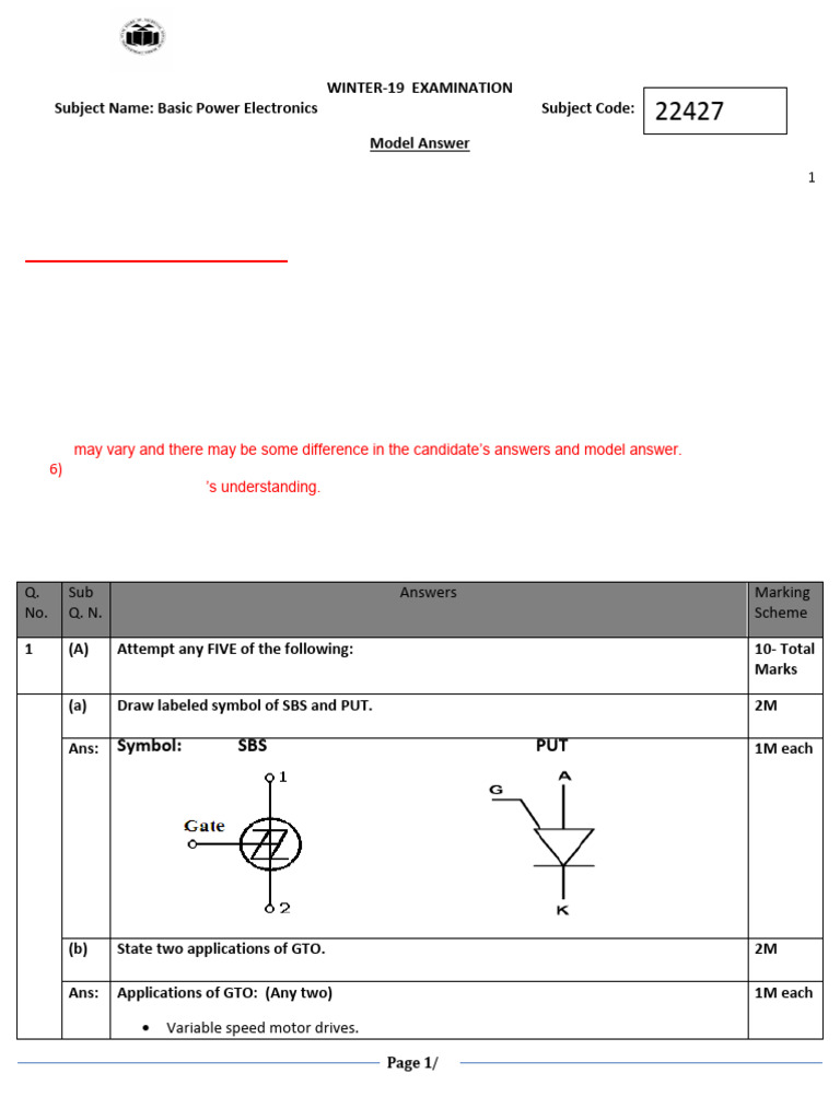 Model Answer for Power Electronics Exam | PDF | Power Inverter | Power ...