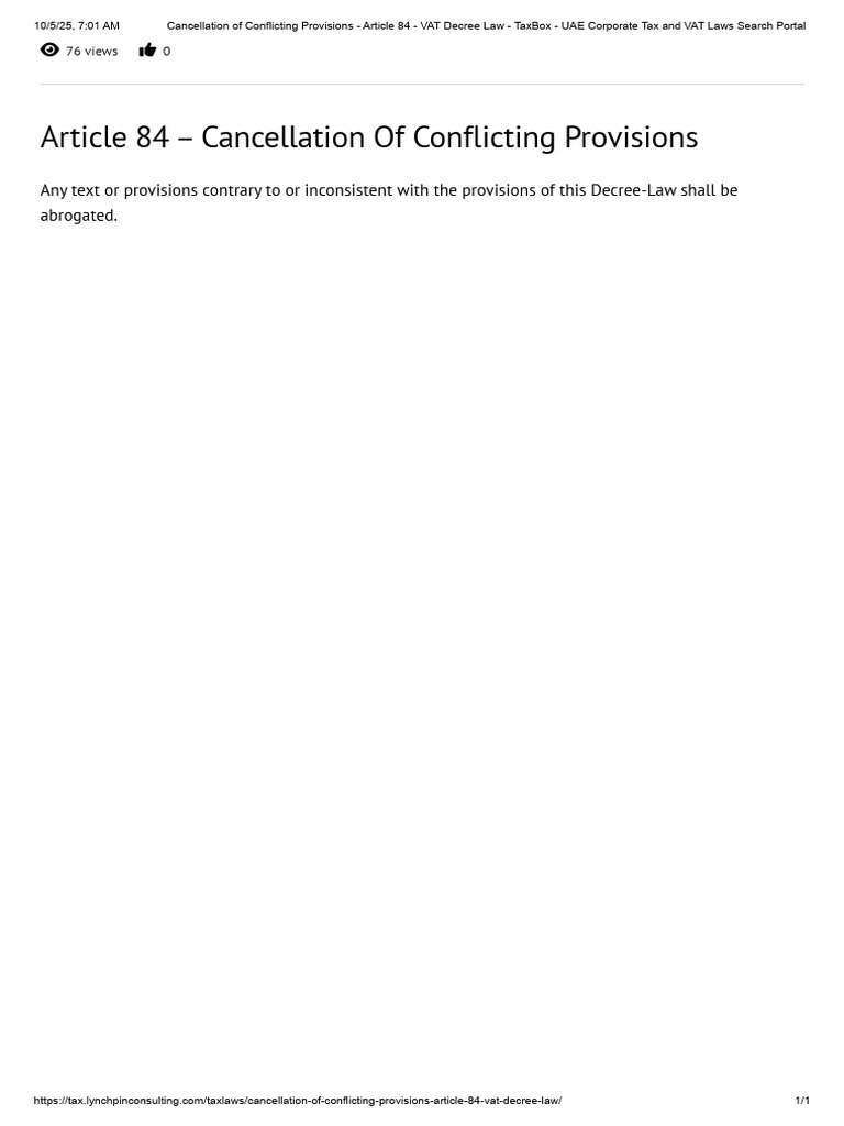 Article 84: Abrogation of Conflicts | PDF
