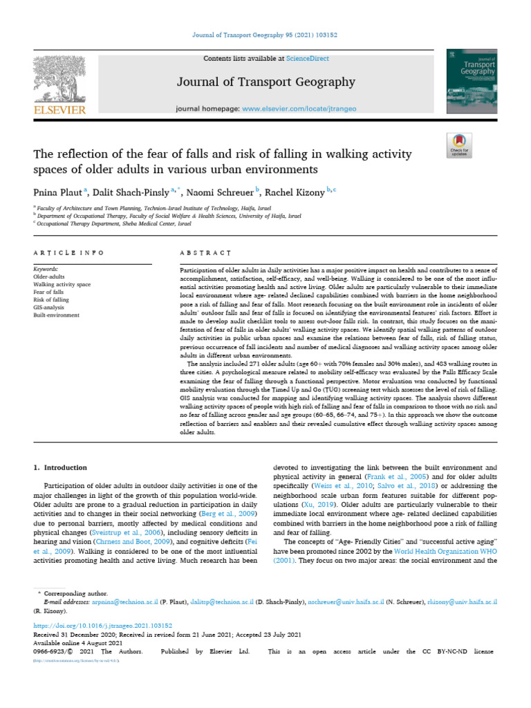 The Reflection of Risk of Falls | PDF | Risk | Built Environment