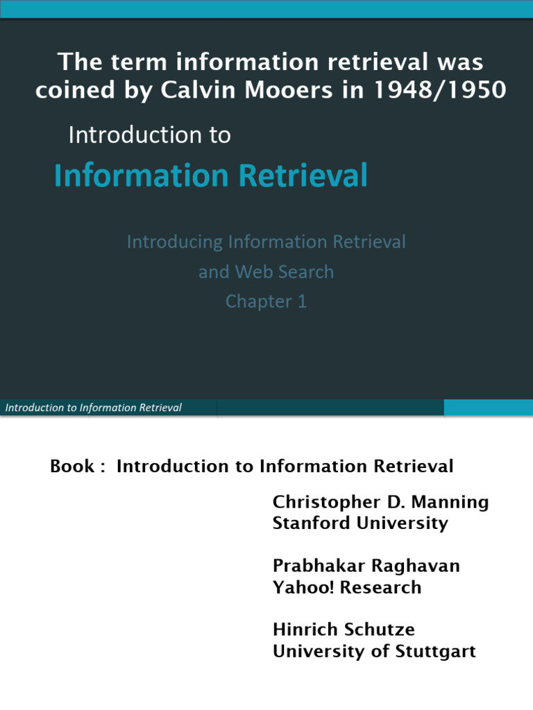 Introduction to Information Retrieval | PDF | Information Retrieval ...