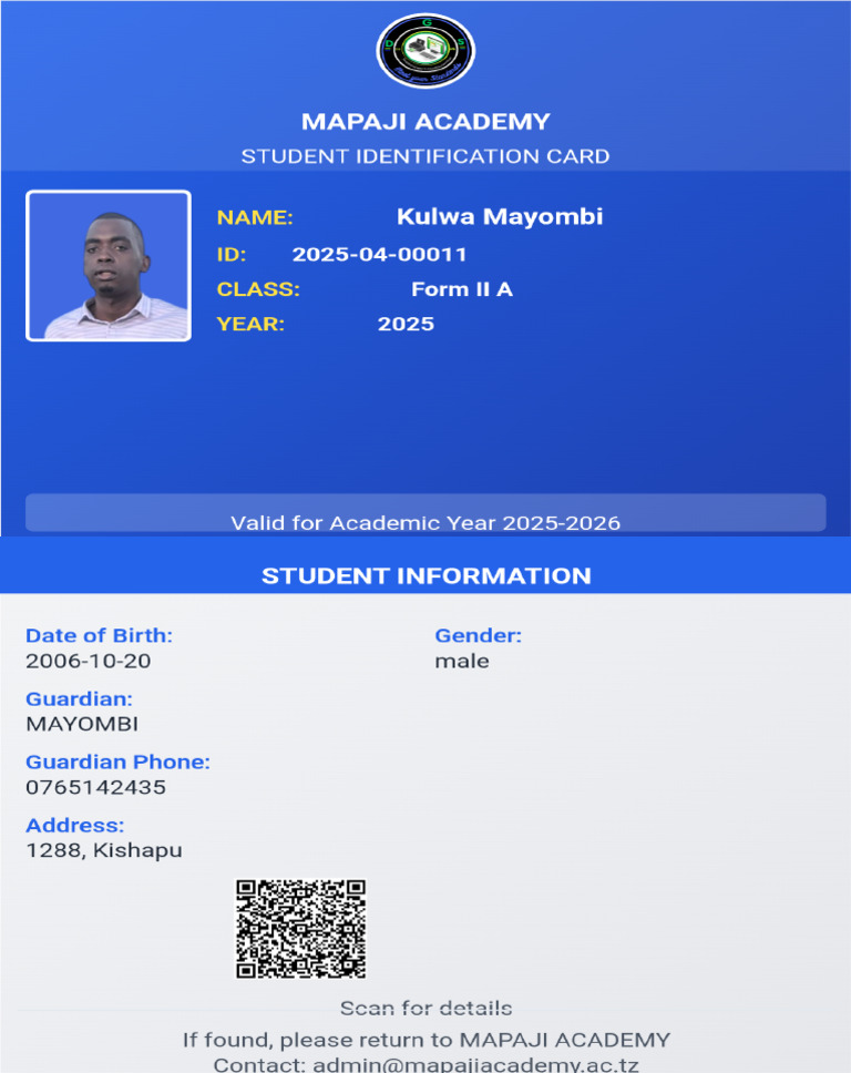Student Id 2025 04 00011 | PDF