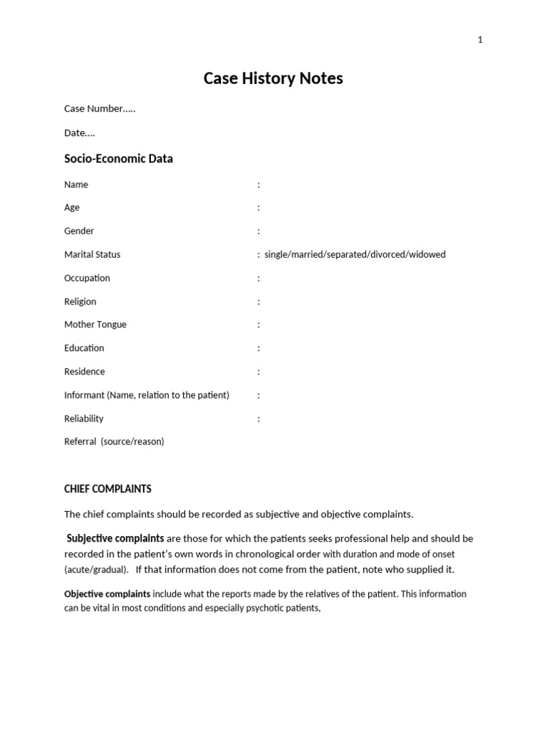 Comprehensive Patient Case History Guide | PDF | Delusion | Hallucination