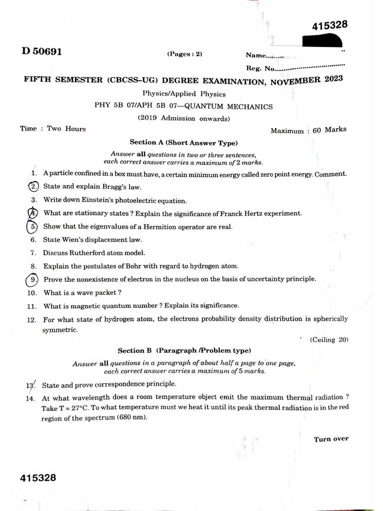 Phy 5B 08 2023 | PDF