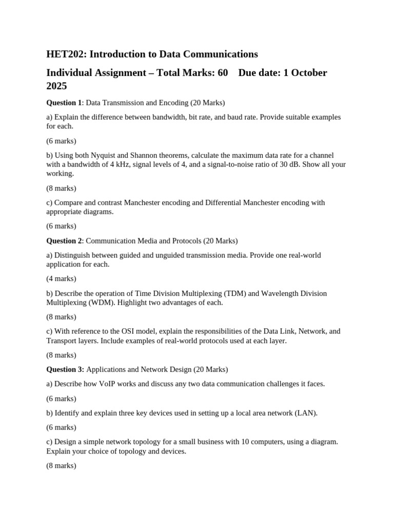 Data Communications Assignment Guide | PDF