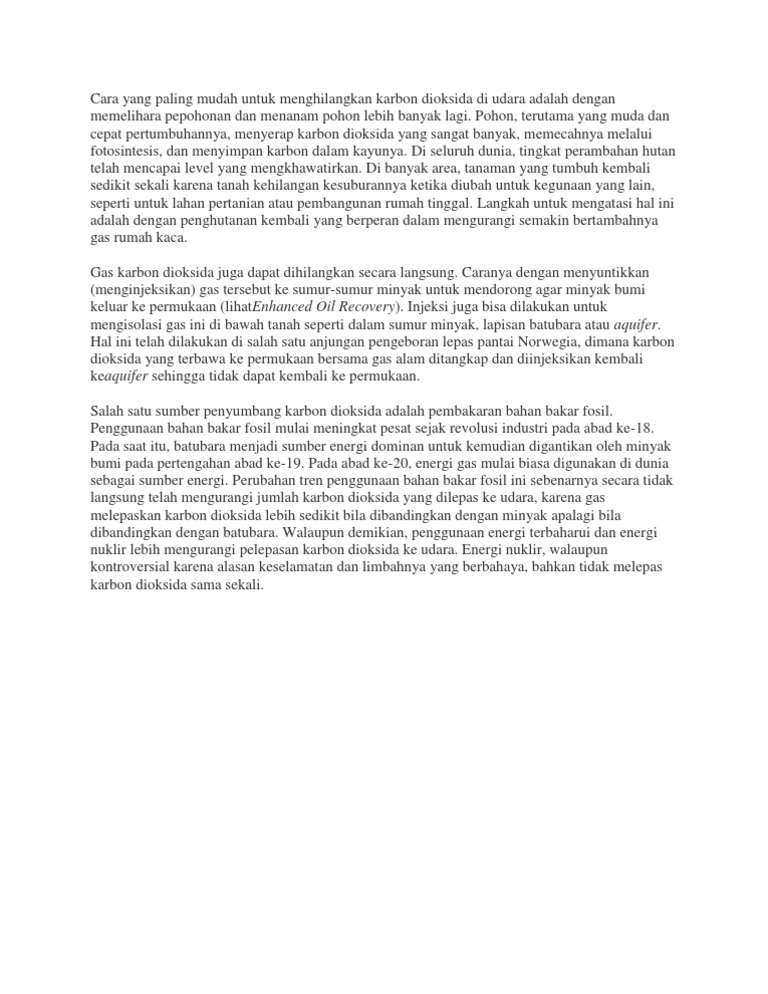 Cara Yang Paling Mudah Untuk Menghilangkan Karbon Dioksida Di Udara Adalah Dengan Memelihara Pepohonan Dan Menanam Pohon Lebih Banyak Lagi