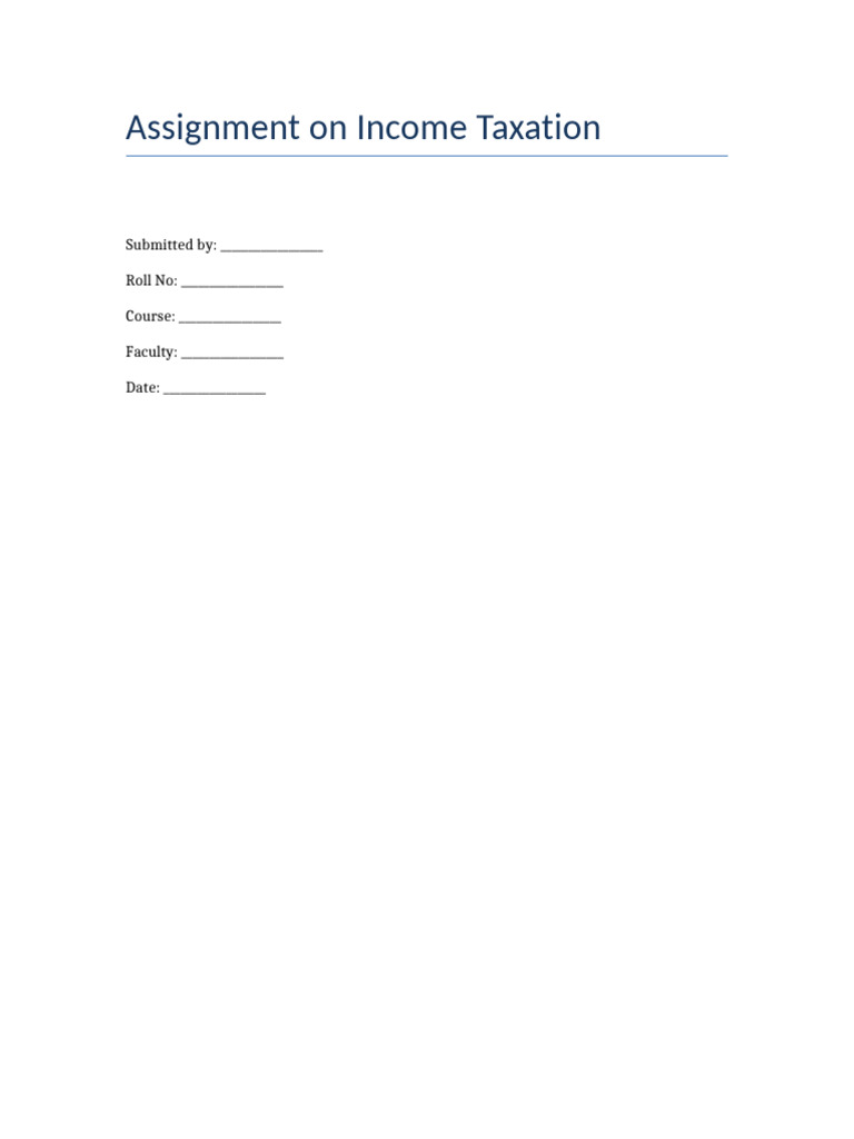 Income Taxation Assignment Overview | PDF | Taxes | Income