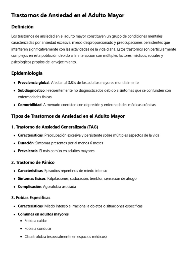 Trastornos de Ansiedad en Adultos Mayores | PDF | Trastorno de ansiedad ...