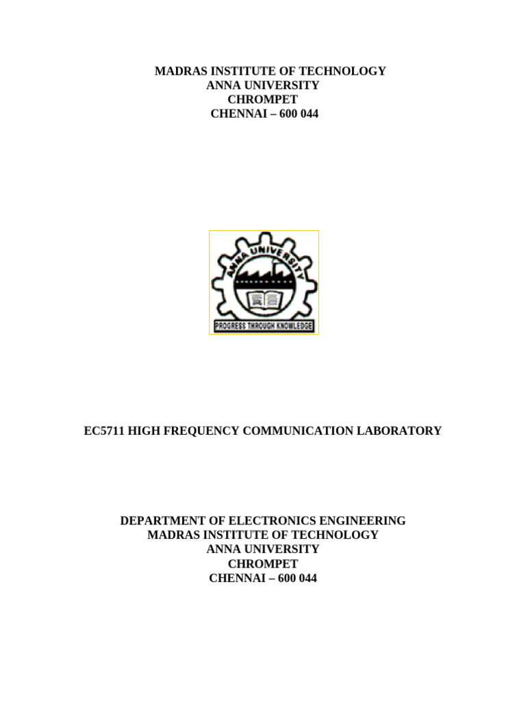 High Frequency Communication Lab Guide | PDF | Wavelength Division ...