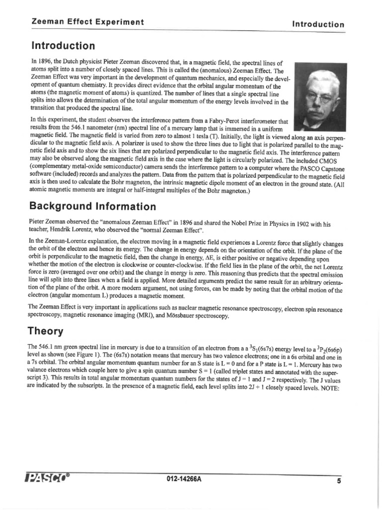 Zeeman Effect | PDF