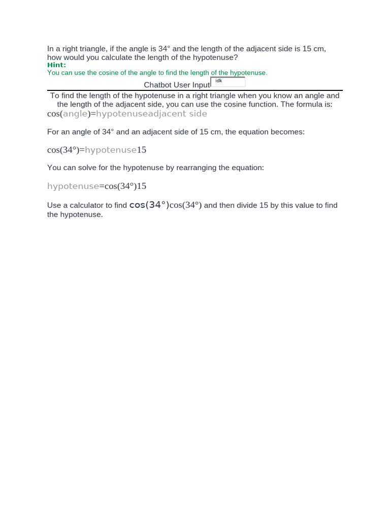 Calculate Hypotenuse in Right Triangle | PDF