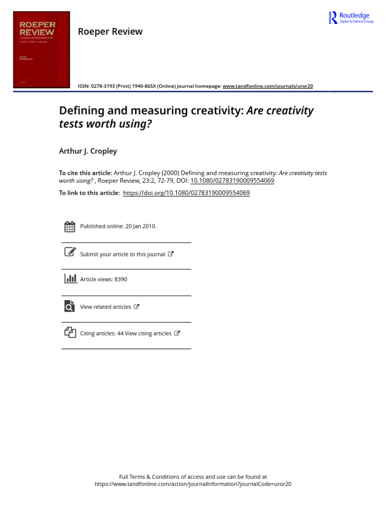 Defining and Measuring Creativity Are Creativity Tests Worth Using ...