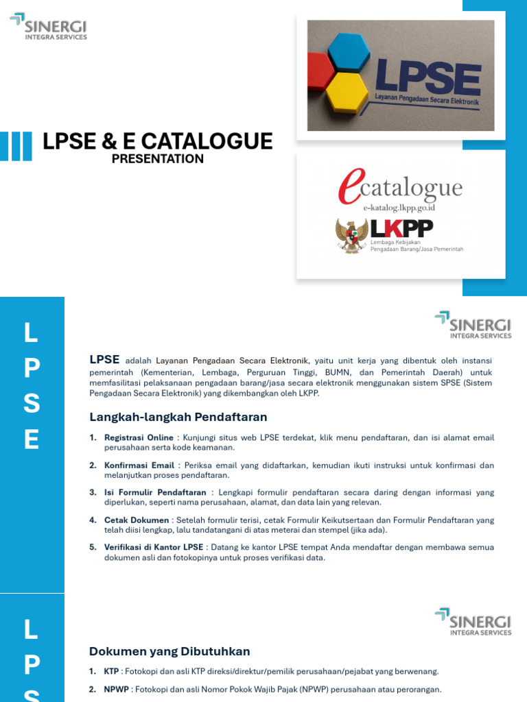 Panduan Pendaftaran LPSE dan E-Katalog | PDF
